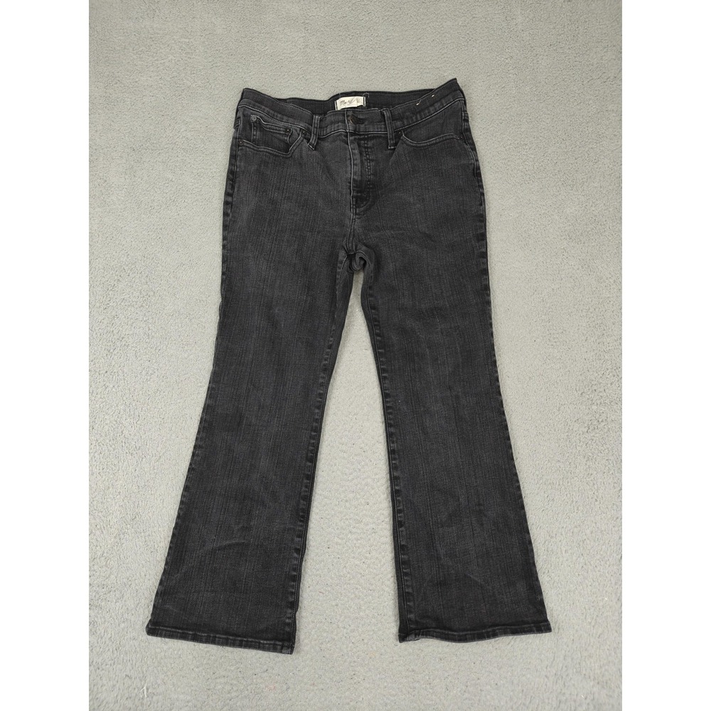 Madewell Jeans Womens 32‎ Mid-Rise Kick Out Flare Stretch Denim Charcoal Wash